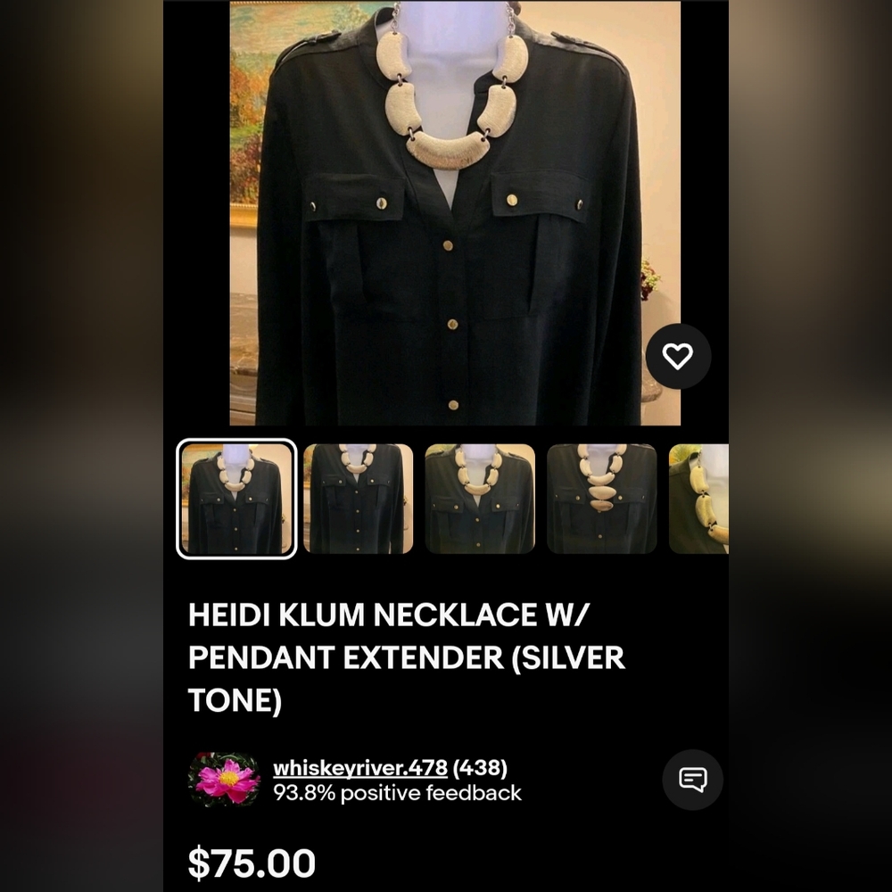 Heidi Klum Statement Necklace Versatile Brushed G… - image 7